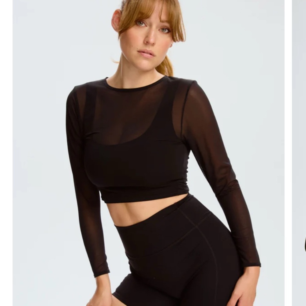 Blush lingerie pulse long sleeve crop top black size M